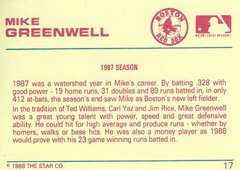 1989 Star Platinum #17 Mike Greenwell Back