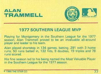 1989 Star Platinum #77 Alan Trammell Back