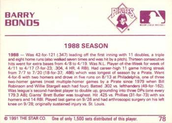 1991 Star Gold #78 Barry Bonds Back