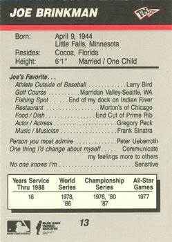 1989 T&M Sports Umpires #13 Joe Brinkman Back
