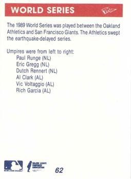 1990 T&M Sports Umpires #62 1989 World Series Back
