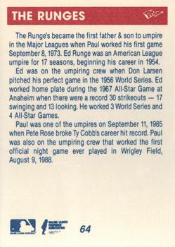 1990 T&M Sports Umpires #64 The Runges Back