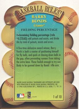 1997 Ultra - Baseball Rules! #1 Barry Bonds Back