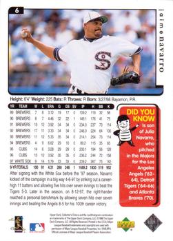 1998 Collector's Choice Chicago White Sox #6 Jaime Navarro Back