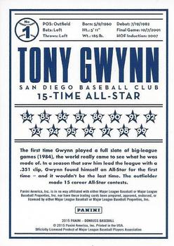 2015 Donruss - Tony Gwynn Tribute #1 Tony Gwynn Back