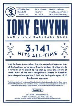 2015 Donruss - Tony Gwynn Tribute #3 Tony Gwynn Back
