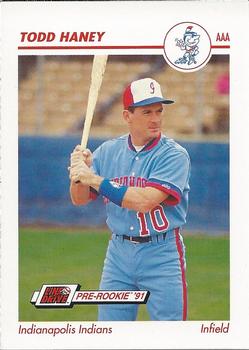 1991 Line Drive AAA Indianapolis Indians Ad Backs #185 Todd Haney Front