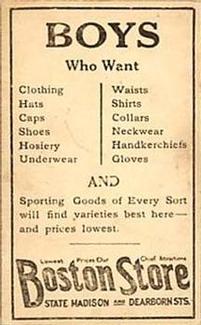 1917 Boston Store (H801-8) #30 Ty Cobb Back
