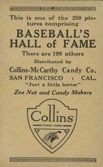 1917 Collins-McCarthy (E135) #167 Oscar Stanage Back