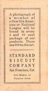 1916 Standard Biscuit (D350-1) #64 Del Gainer Back