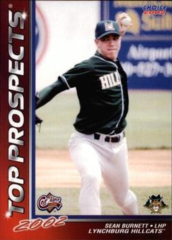 2002 Choice Carolina League Top Prospects #16 Sean Burnett Front