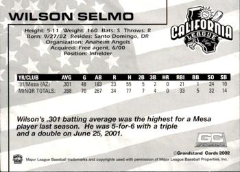 2002 Grandstand California League Top Prospects #NNO Wilson Selmo Back