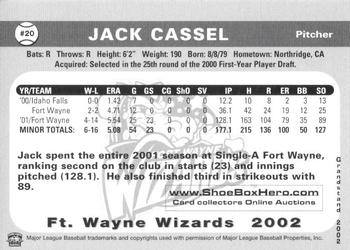 2002 Grandstand Fort Wayne Wizards #7 Jack Cassel Back