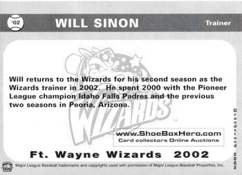 2002 Grandstand Fort Wayne Wizards #31 Will Sinon Back
