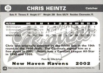 2002 Grandstand New Haven Ravens #NNO Chris Heintz Back