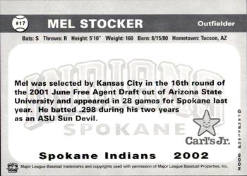 2002 Grandstand Spokane Indians #17 Mel Stocker Back