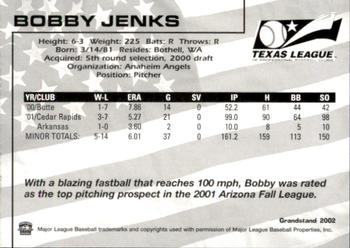 2002 Grandstand Texas League Top Prospects #NNO Bobby Jenks Back