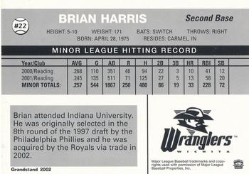 2002 Grandstand Wichita Wranglers #22 Brian Harris Back