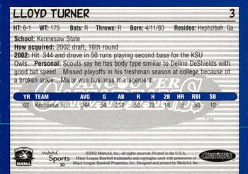 2002 MultiAd Vancouver Canadians #30 Lloyd Turner Back