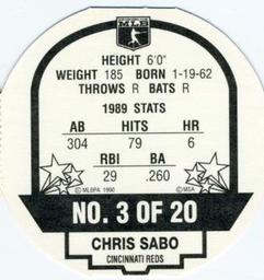 1990 Tetley Tea Discs #3 Chris Sabo Back