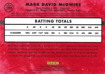 2015 Donruss - Stat Line Career #184 Mark McGwire Back