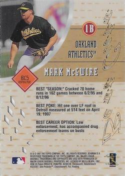 1997 Bowman's Best - Best Cuts Refractor #BC5 Mark McGwire Back