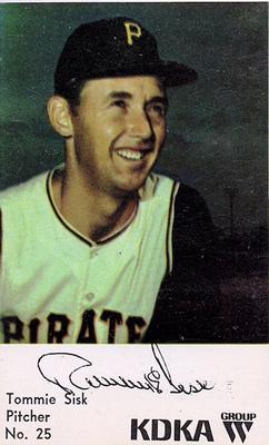 1968 KDKA Pittsburgh Pirates #25 Tommie Sisk Front