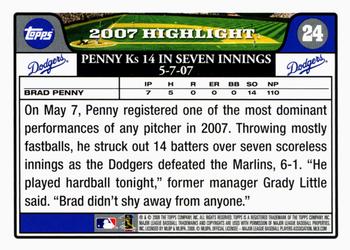 2008 Topps Gift Sets Los Angeles Dodgers #24 Brad Penny Back