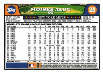 2008 Topps Gift Sets New York Mets #25 Moises Alou Back