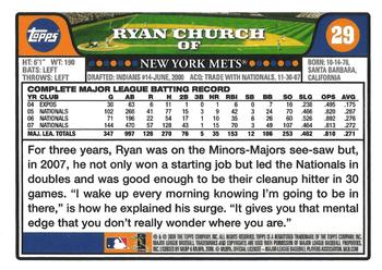 2008 Topps Gift Sets New York Mets #29 Ryan Church Back
