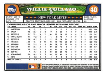 2008 Topps Gift Sets New York Mets #40 Willie Collazo Back