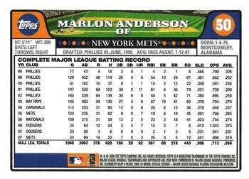 2008 Topps Gift Sets New York Mets #50 Marlon Anderson Back