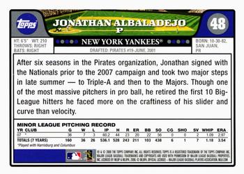 2008 Topps Gift Sets New York Yankees #48 Jonathan Albaladejo Back