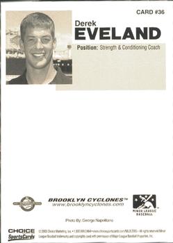 2005 Choice Brooklyn Cyclones #36 Derek Eveland Back