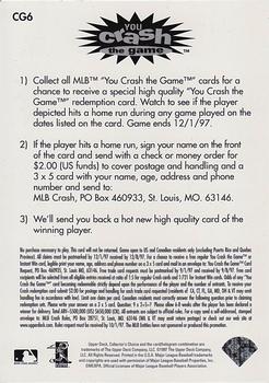 1997 Collector's Choice - You Crash the Game #CG6 Cal Ripken Jr. Back