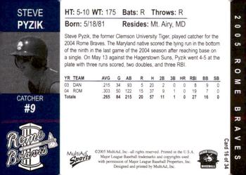2005 MultiAd Rome Braves #16 Steve Pyzik Back