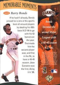 1997 Collector's Choice - Memorable Moments #8 Barry Bonds Back