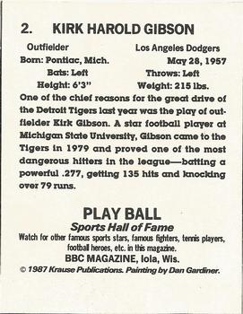 1988 Baseball Cards Magazine Repli-cards #2 Kirk Gibson Back