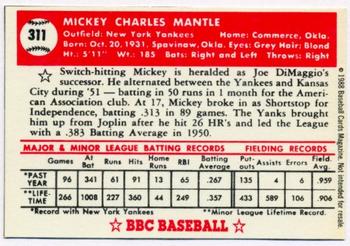 1988 Baseball Cards Magazine Repli-cards #311 Mickey Mantle Back