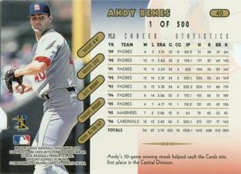 1997 Donruss - Press Proofs Gold #40 Andy Benes Back