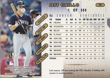 1997 Donruss - Press Proofs Gold #92 Jeff Cirillo Back