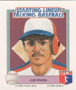 1988 Parker Bros. Starting Lineup Talking Baseball Montreal Expos #18 Luis Rivera Front