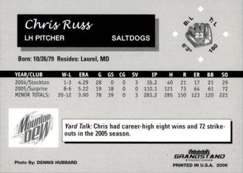 2006 Grandstand Lincoln Saltdogs #5 Chris Russ Back