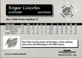 2006 Grandstand Lincoln Saltdogs #11 Roger Lincoln Back