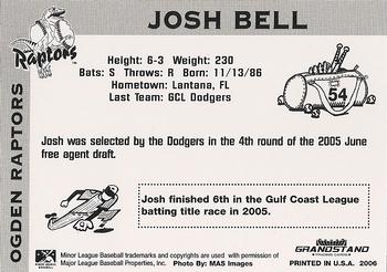 2006 Grandstand Ogden Raptors #NNO Josh Bell Back