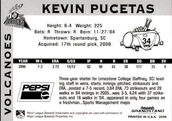 2006 Grandstand Salem-Keizer Volcanoes #4 Kevin Pucetas Back