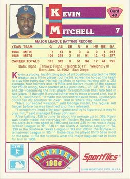 1986 Sportflics Rookies #49 Kevin Mitchell Back