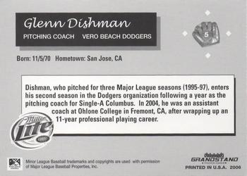 2006 Grandstand Vero Beach Dodgers #NNO Glenn Dishman Back