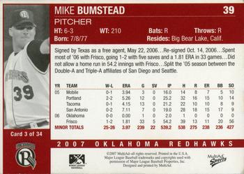 2007 MultiAd Oklahoma RedHawks #3 Mike Bumstead Back