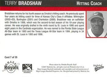 2007 MultiAd Omaha Royals #7 Terry Bradshaw Back